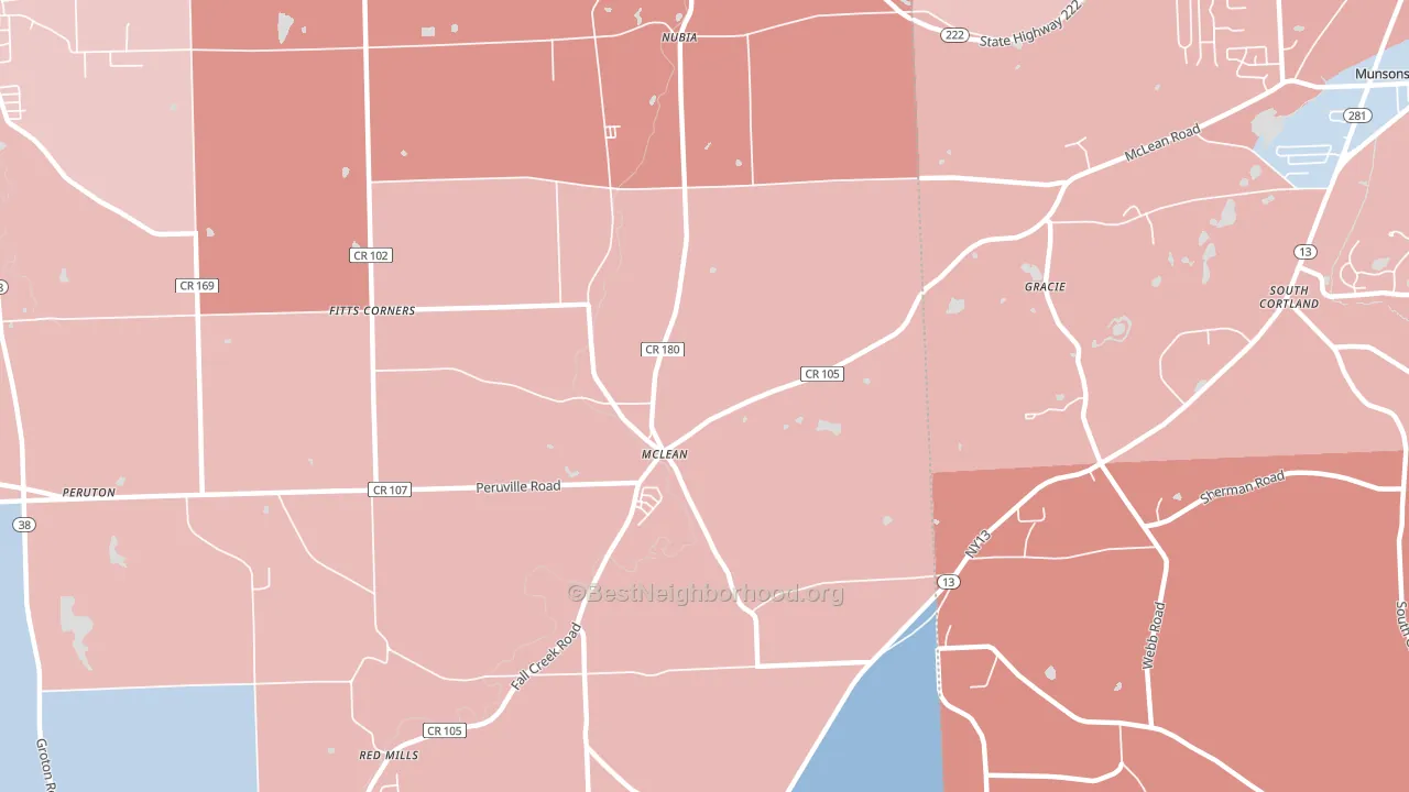 Mc Lean, NY block-group political-lean map