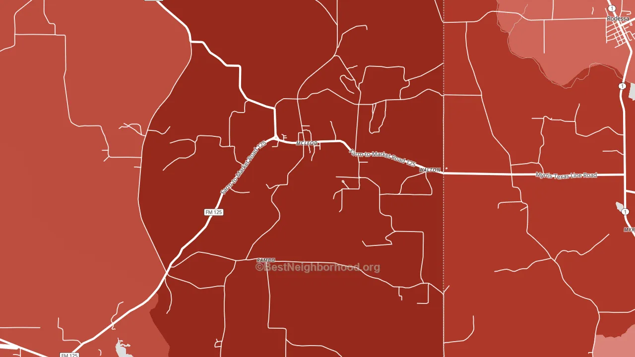 Mc Leod, TX block-group political-lean map