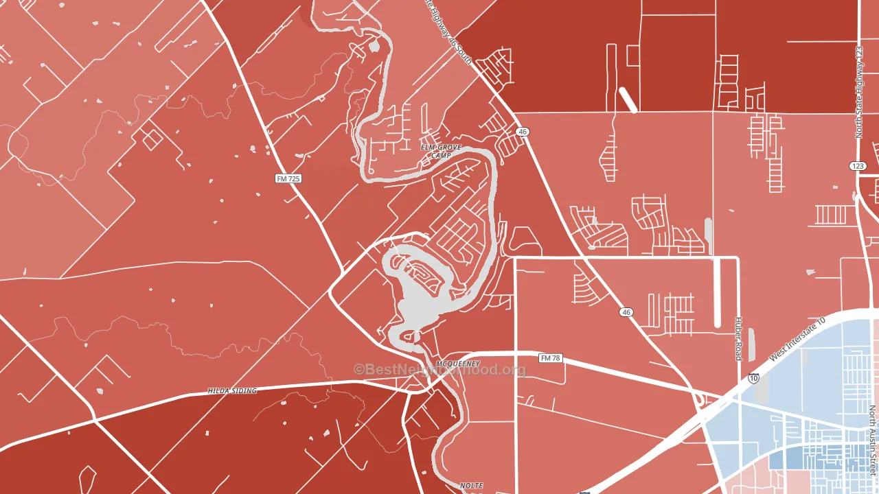 Mc Queeney, TX block-group political-lean map