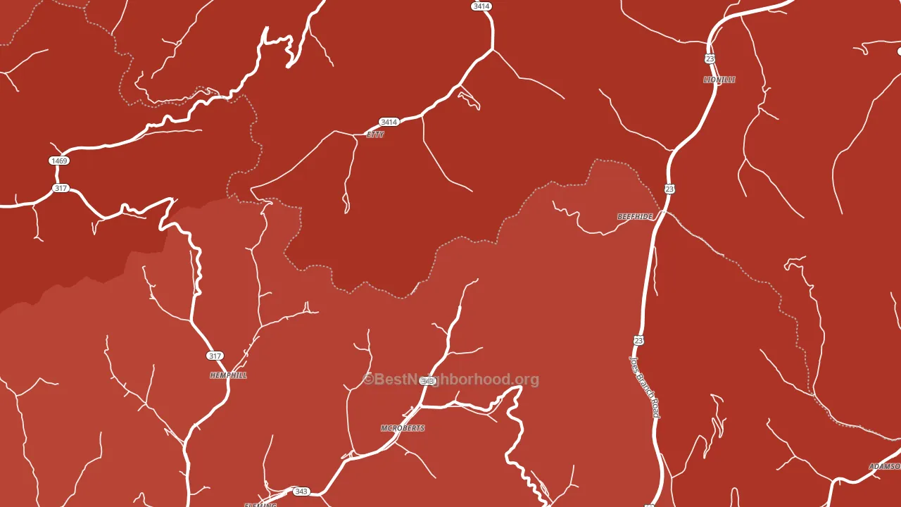 Mc Roberts, KY block-group political-lean map