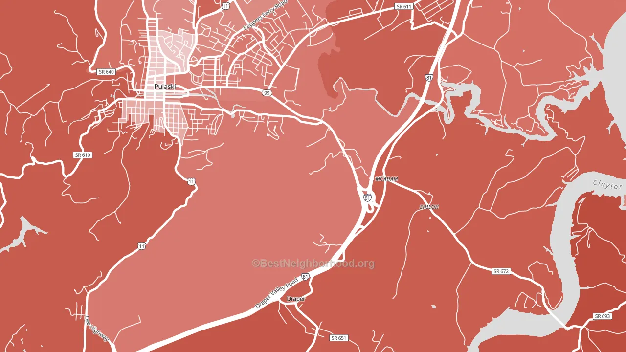 McAdam, VA block-group political-lean map