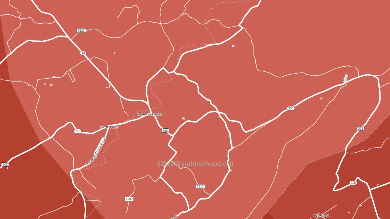 McAlevys Fort, PA block-group political-lean map