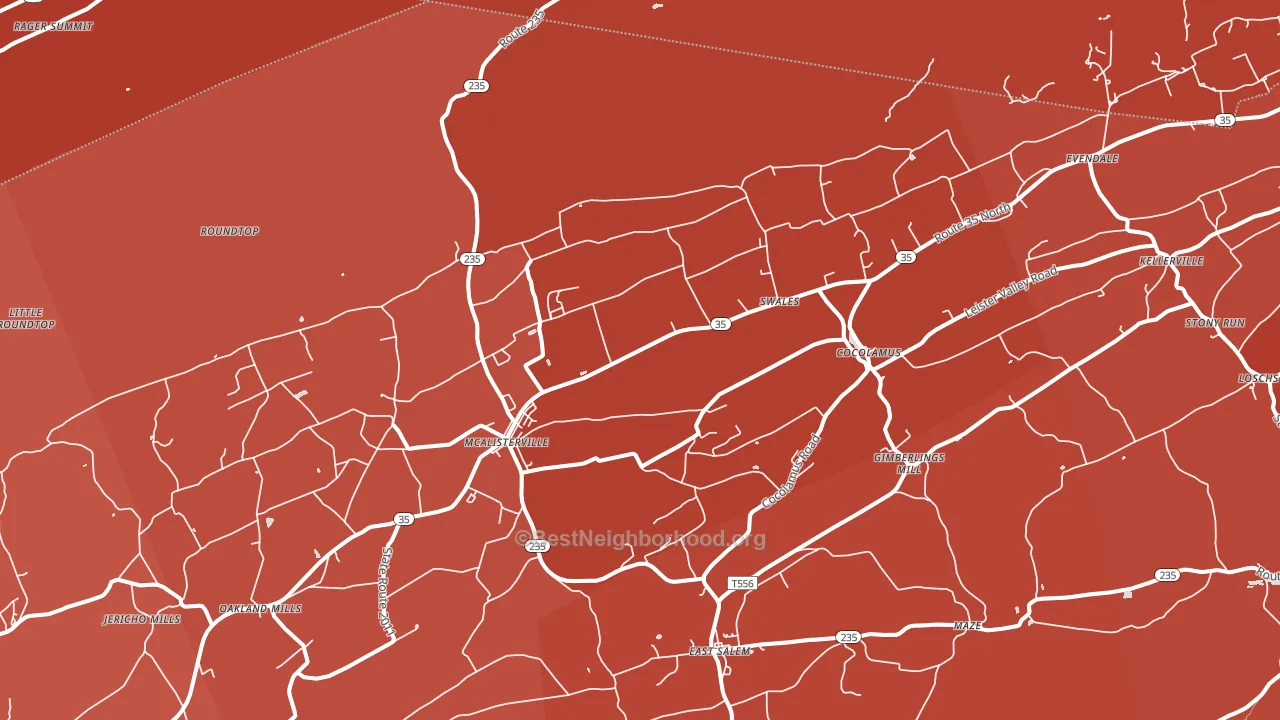 McAlisterville, PA block-group political-lean map