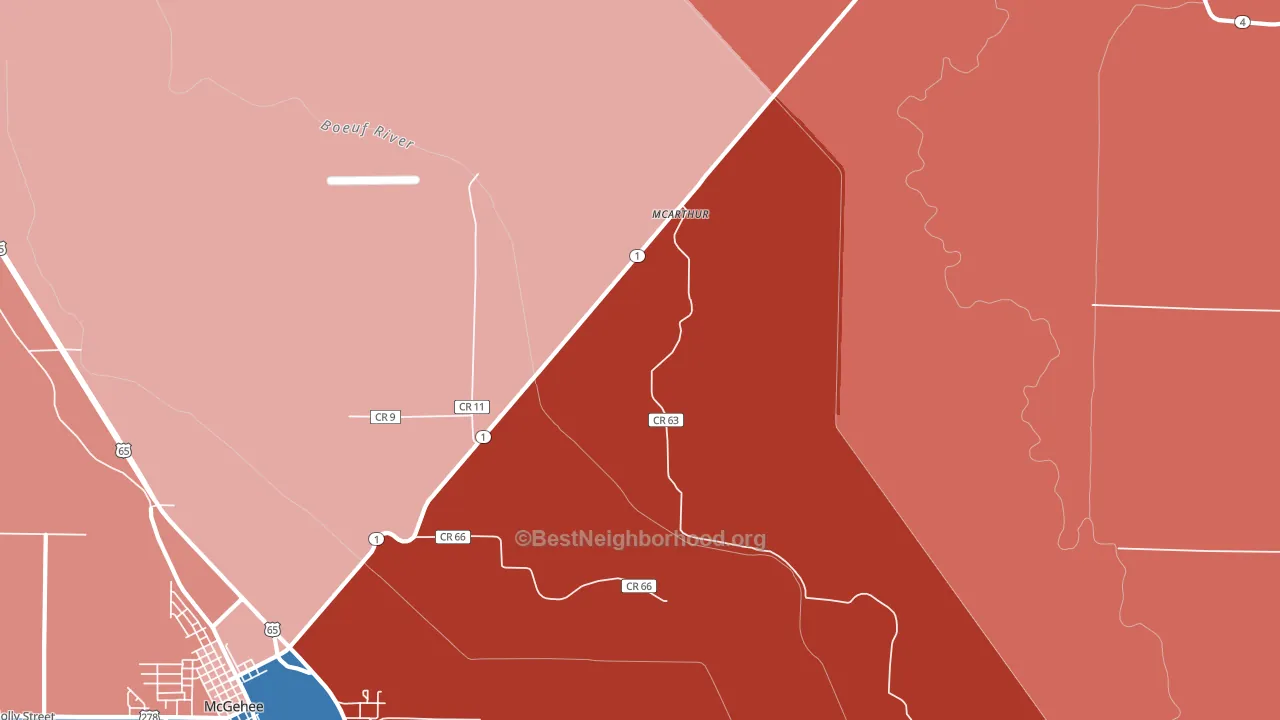 McArthur, AR block-group political-lean map