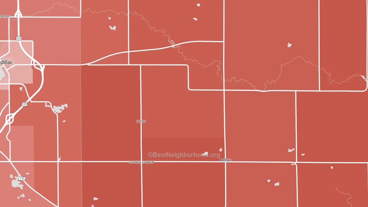 McBain, MI block-group political-lean map