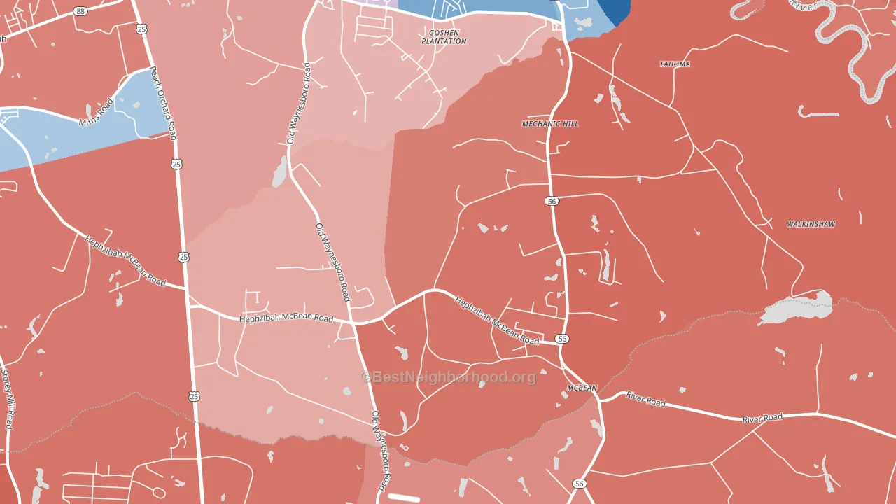 McBean, GA block-group political-lean map