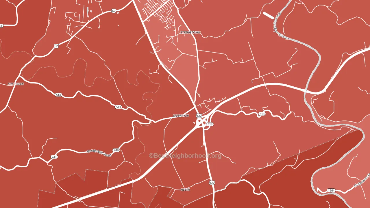 McBrayer, KY block-group political-lean map
