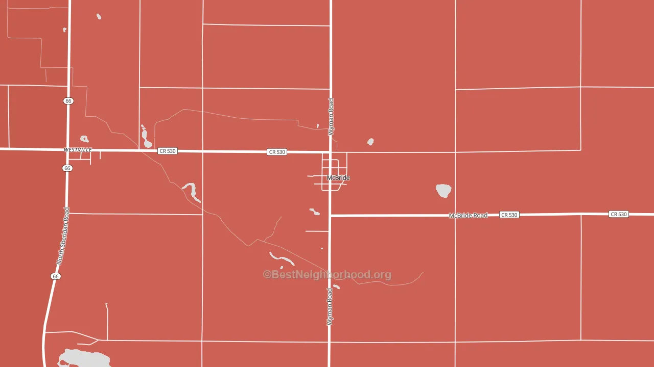 McBride, MI block-group political-lean map