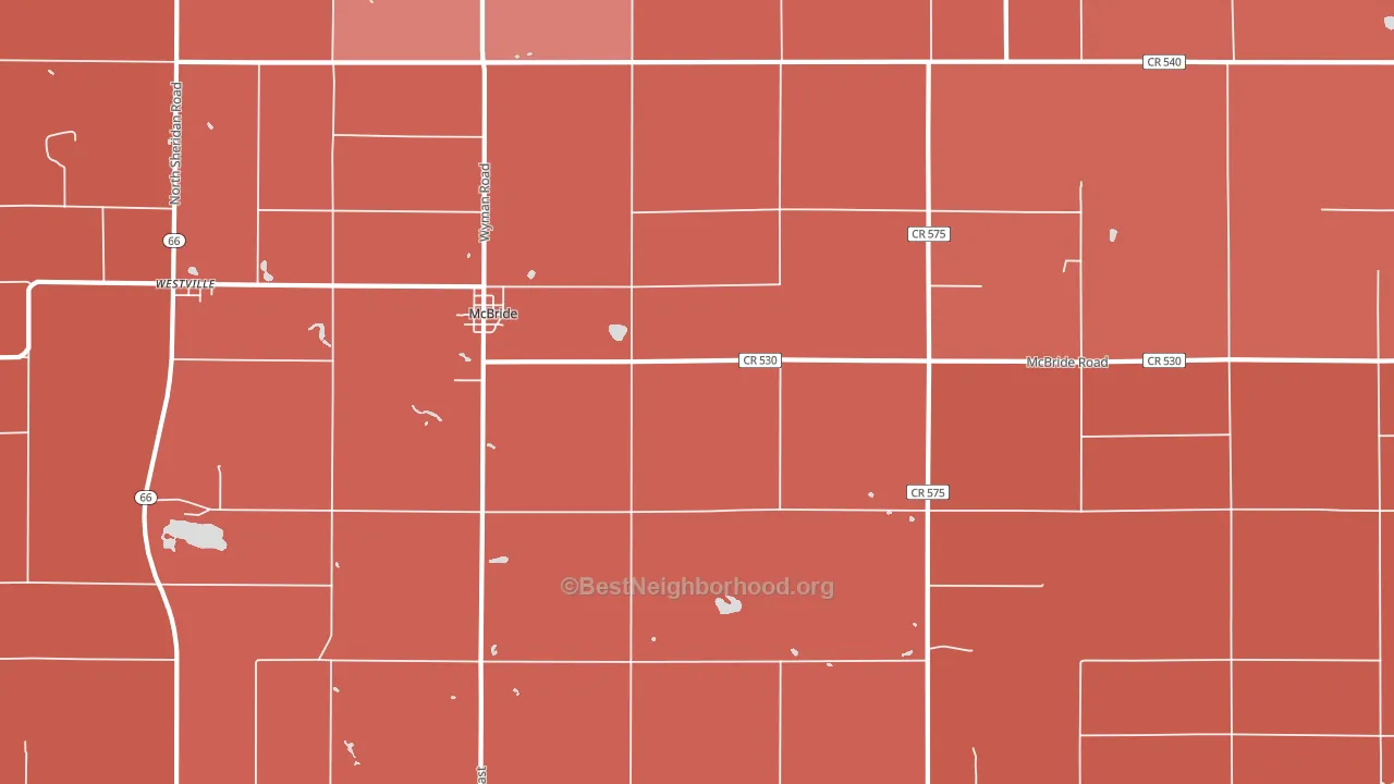 Mcbrides, MI block-group political-lean map