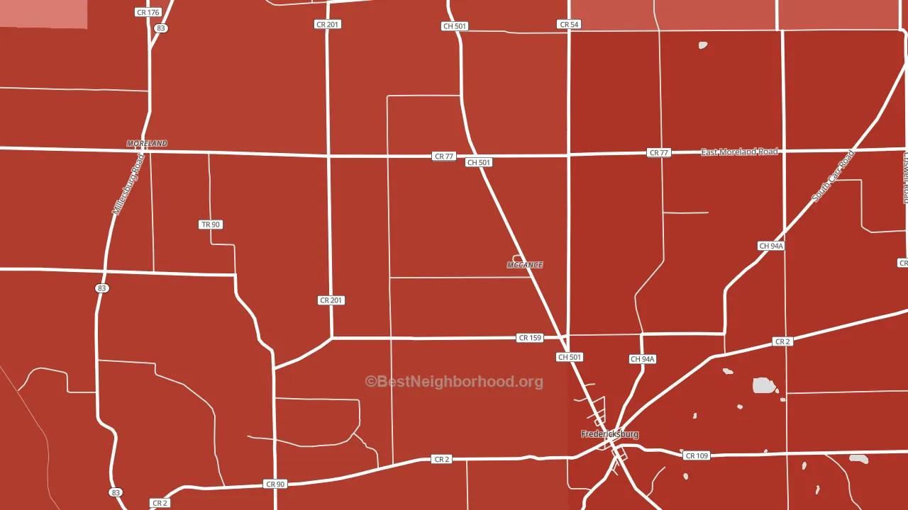 McCance, OH block-group political-lean map