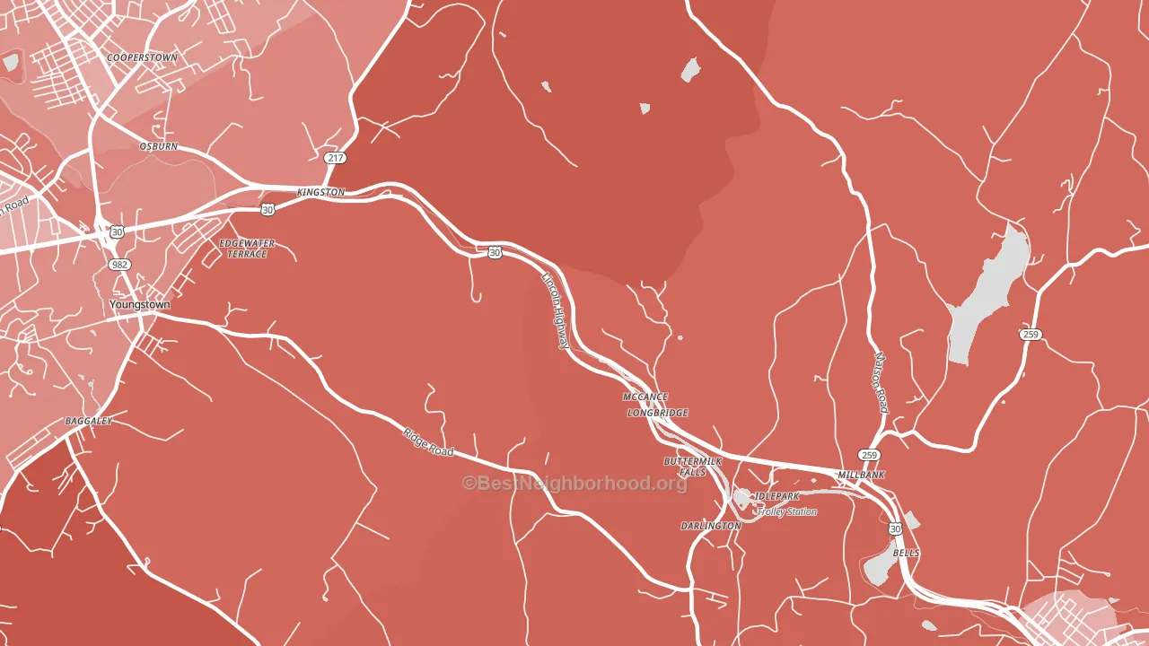 McCance, PA block-group political-lean map