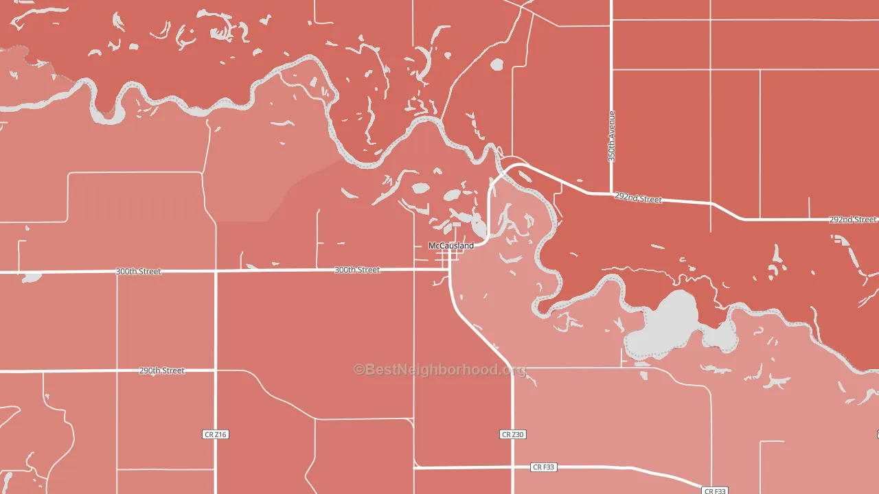 McCausland, IA block-group political-lean map