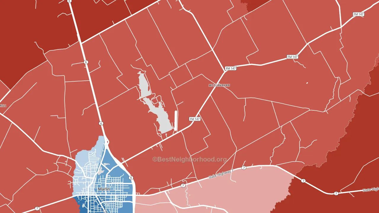 McClanahan, TX block-group political-lean map