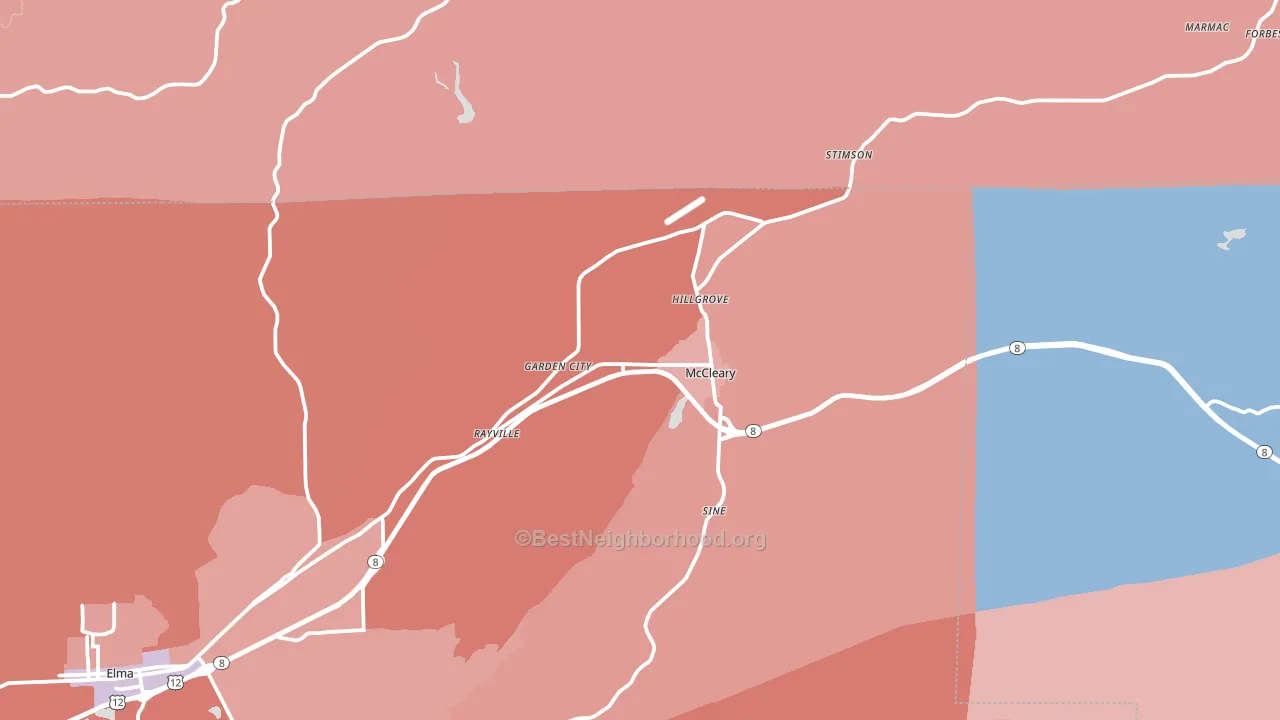 Mccleary, WA block-group political-lean map