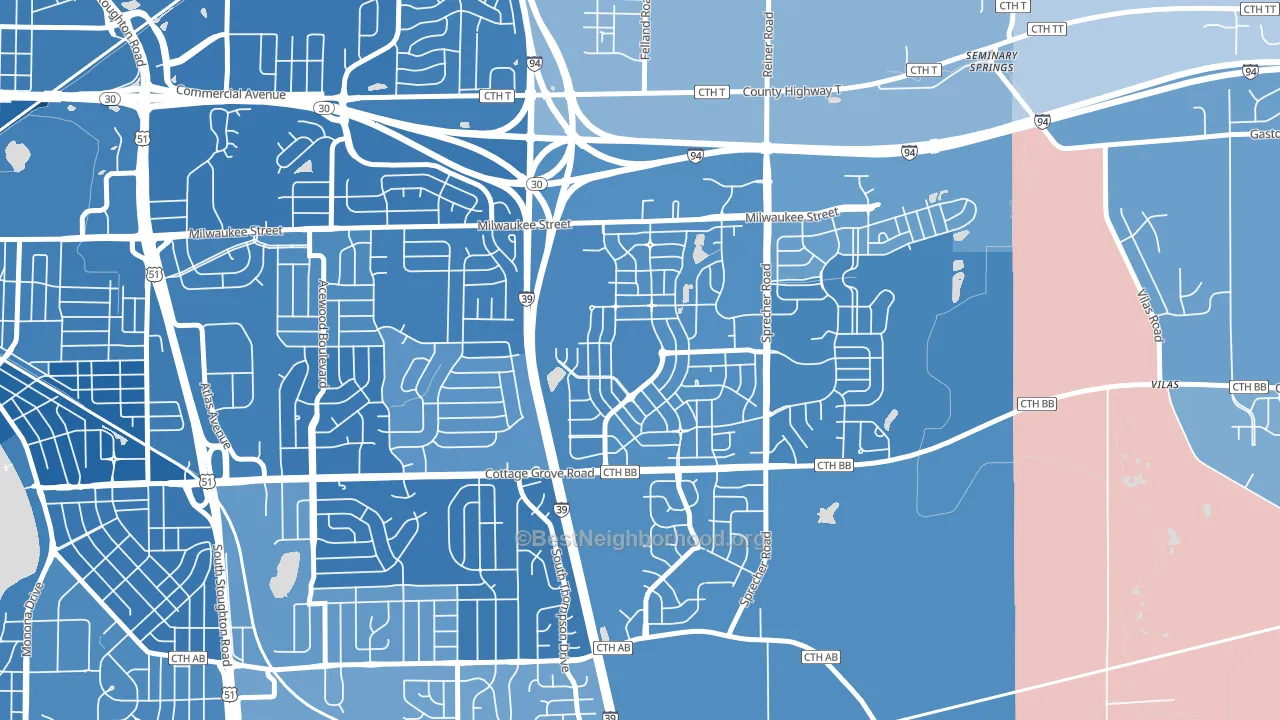 McClellan Park, Madison, WI block-group political-lean map