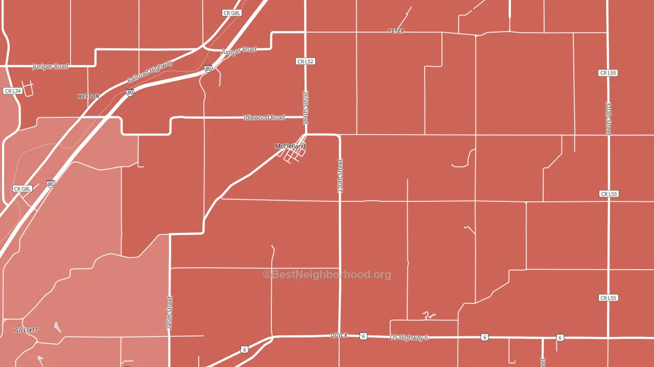McClelland, IA block-group political-lean map