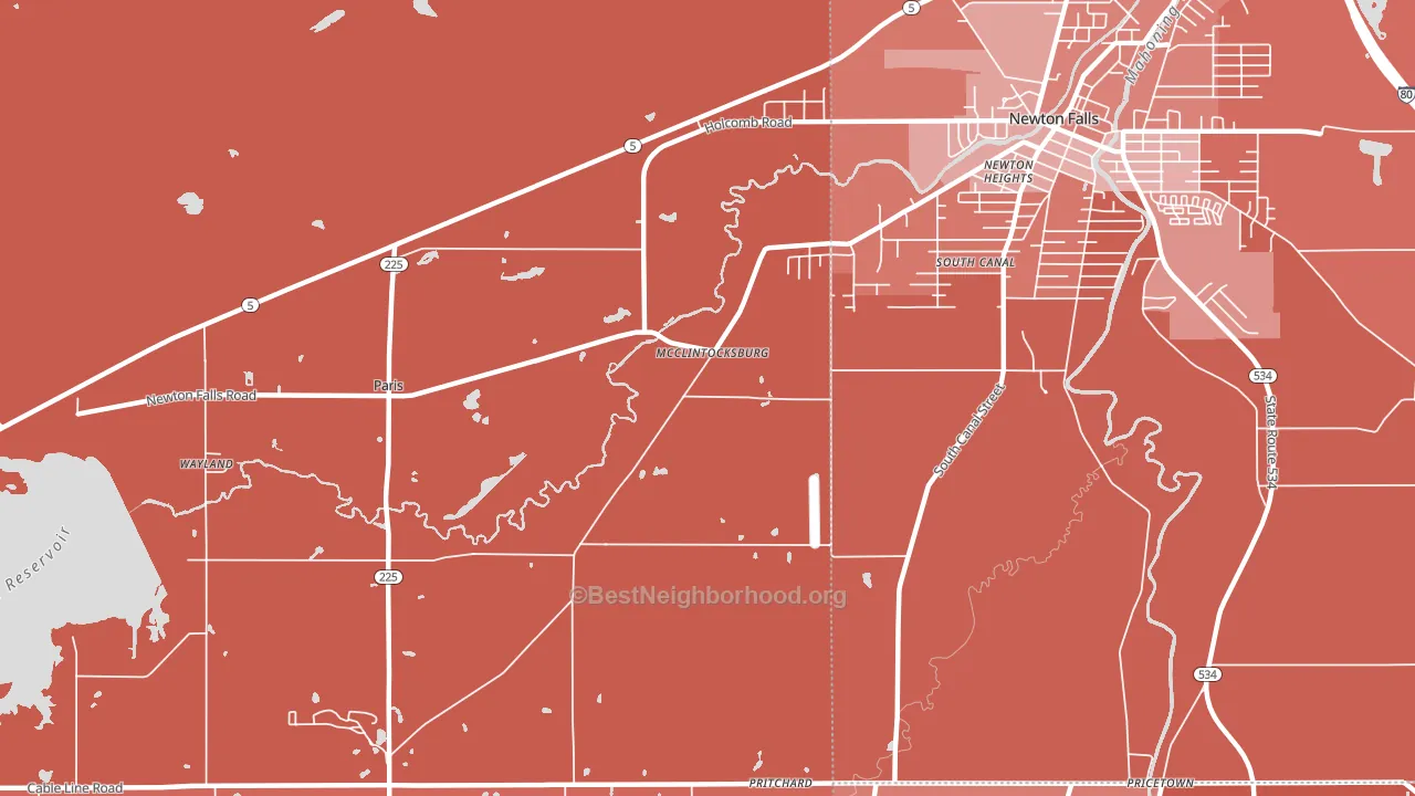 McClintocksburg, OH block-group political-lean map