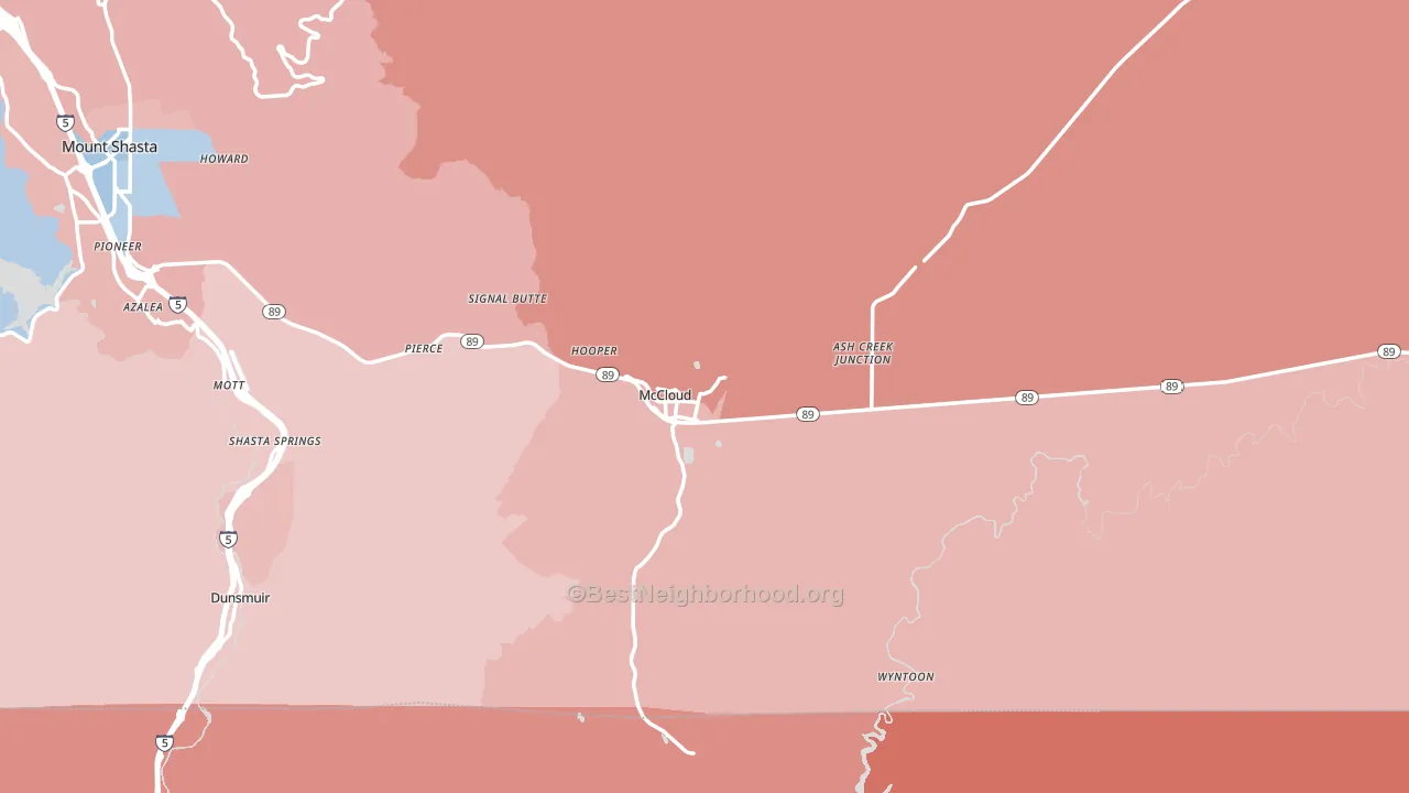 Mccloud, CA block-group political-lean map