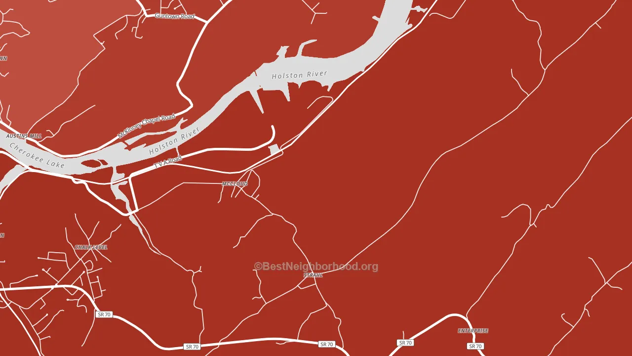 McCloud, TN block-group political-lean map