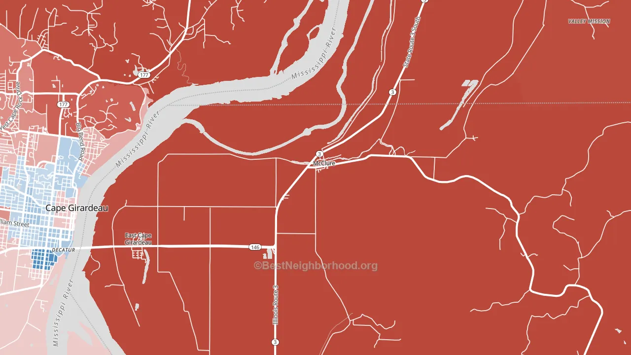 McClure, IL block-group political-lean map