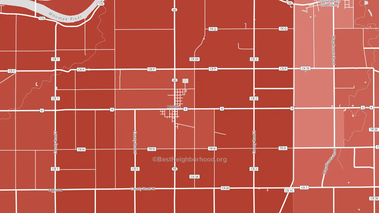 McClure, OH block-group political-lean map
