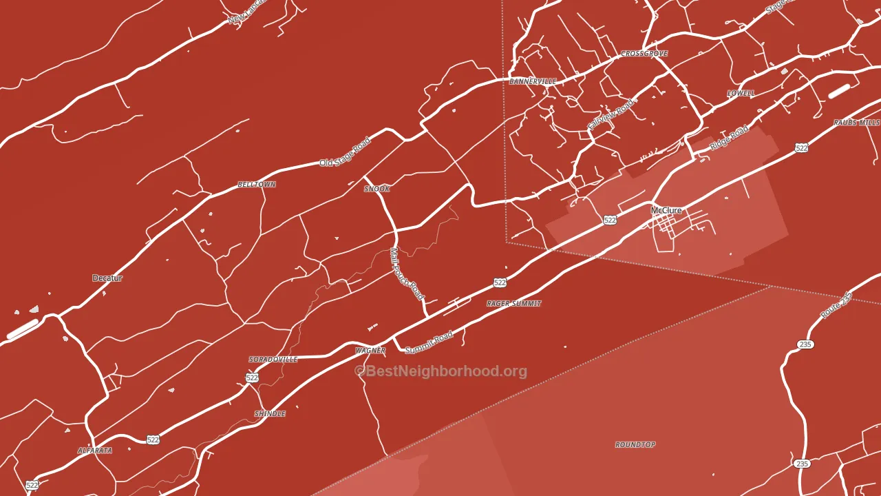 McClure, PA block-group political-lean map