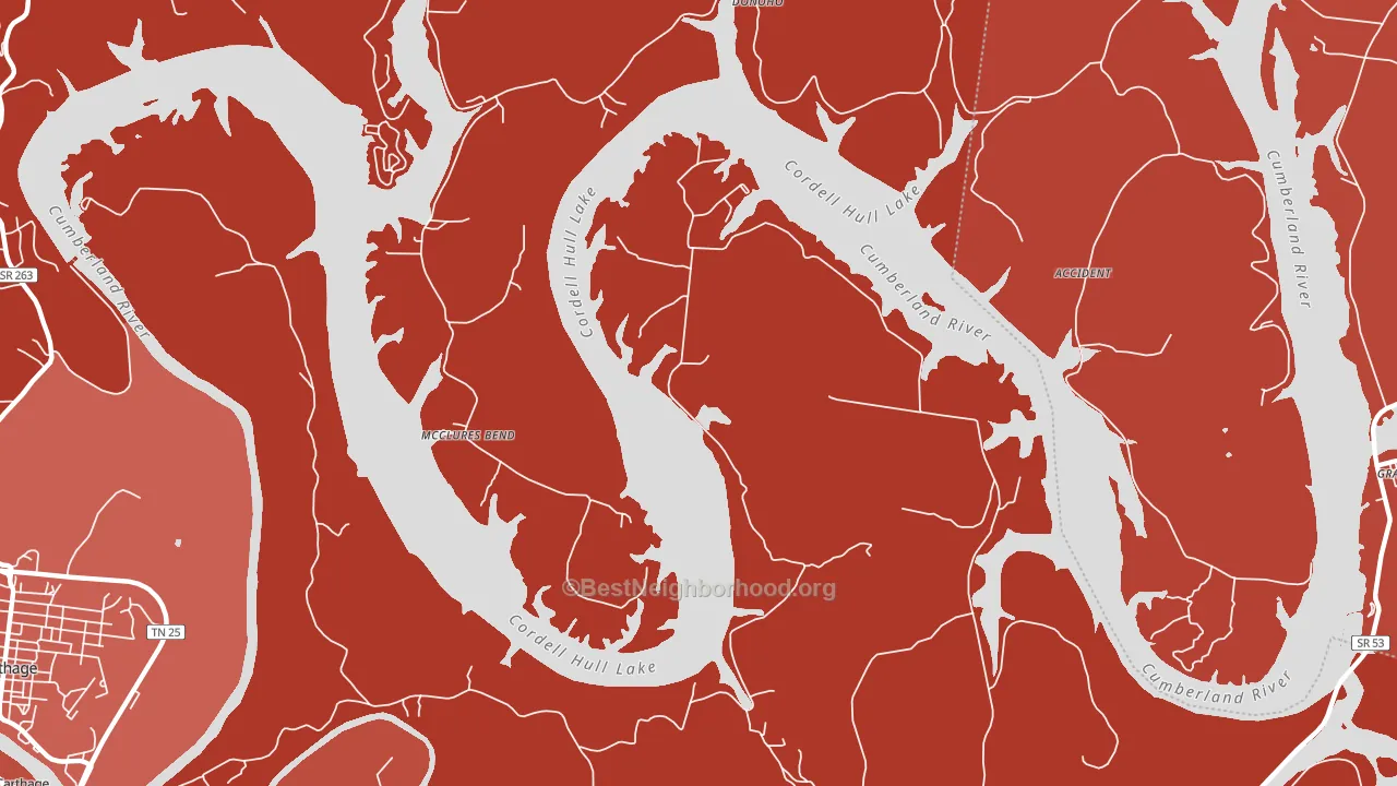 McClures Bend, TN block-group political-lean map