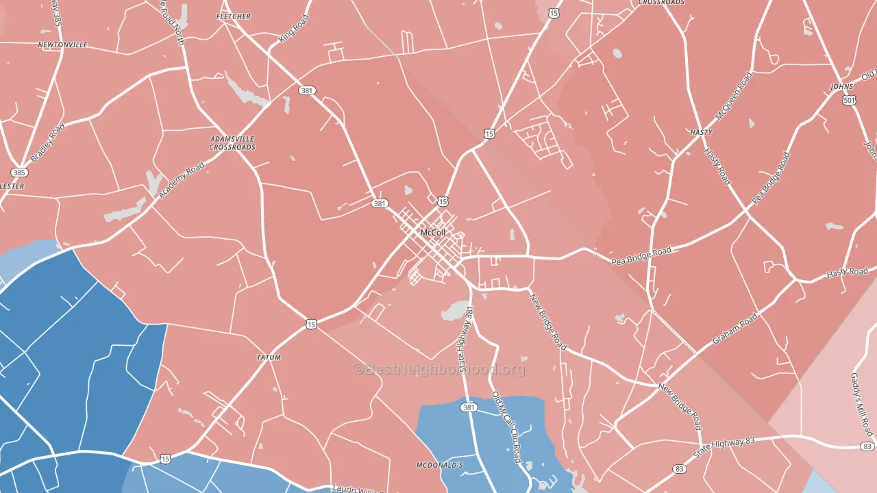 McColl, SC block-group political-lean map
