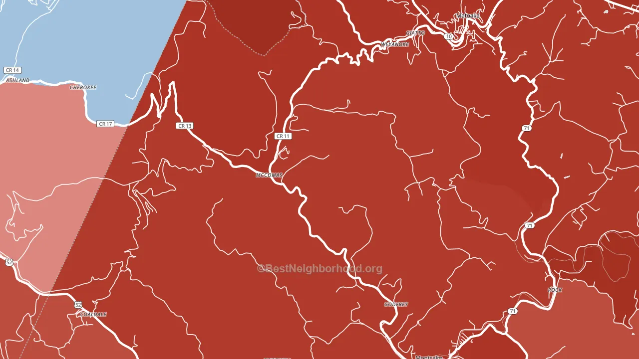 McComas, WV block-group political-lean map
