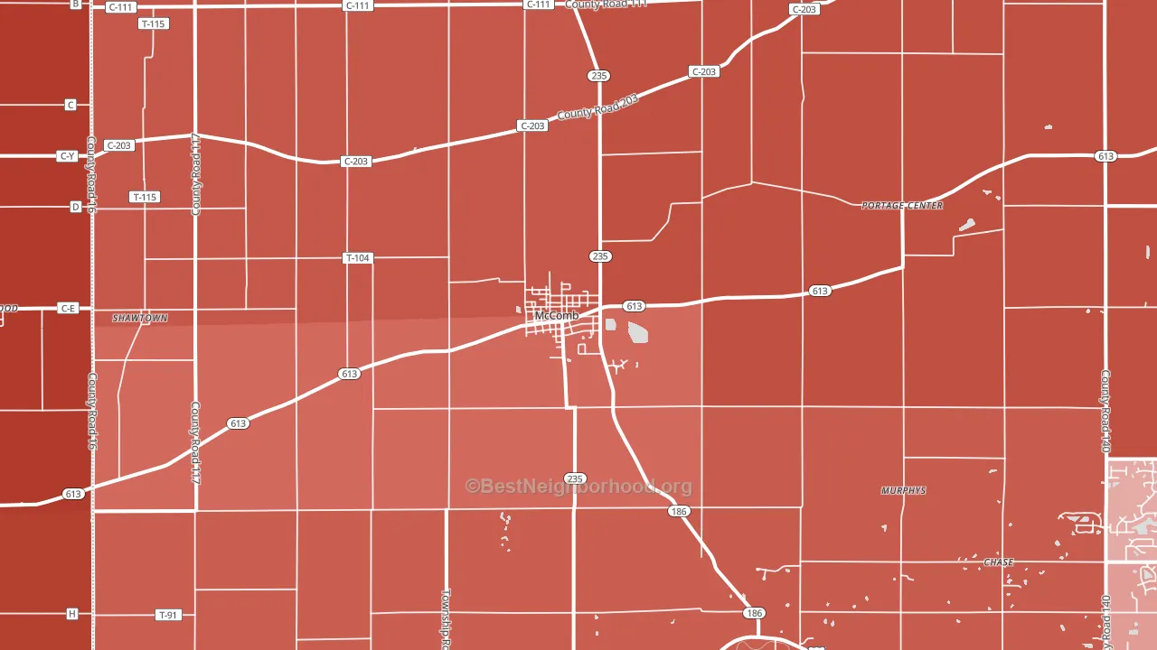 McComb, OH block-group political-lean map