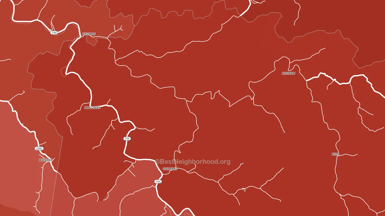 McCombs, KY block-group political-lean map