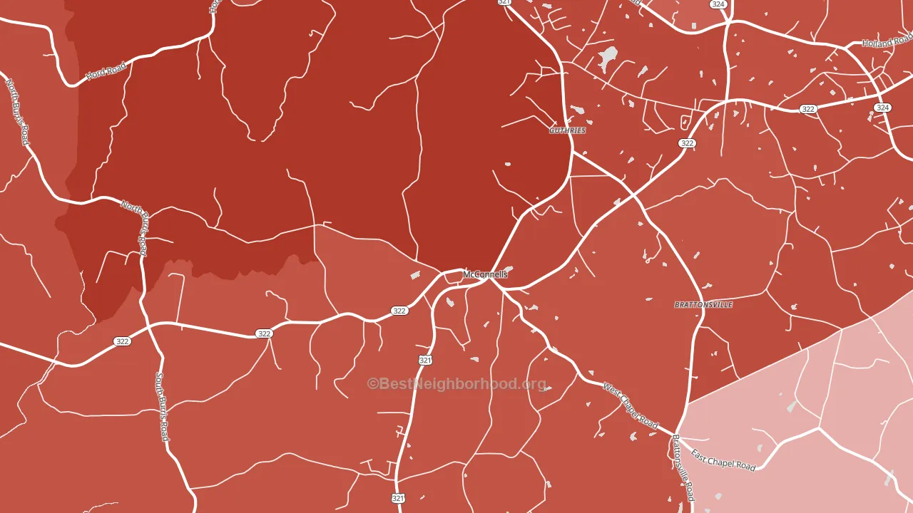 McConnells, SC block-group political-lean map