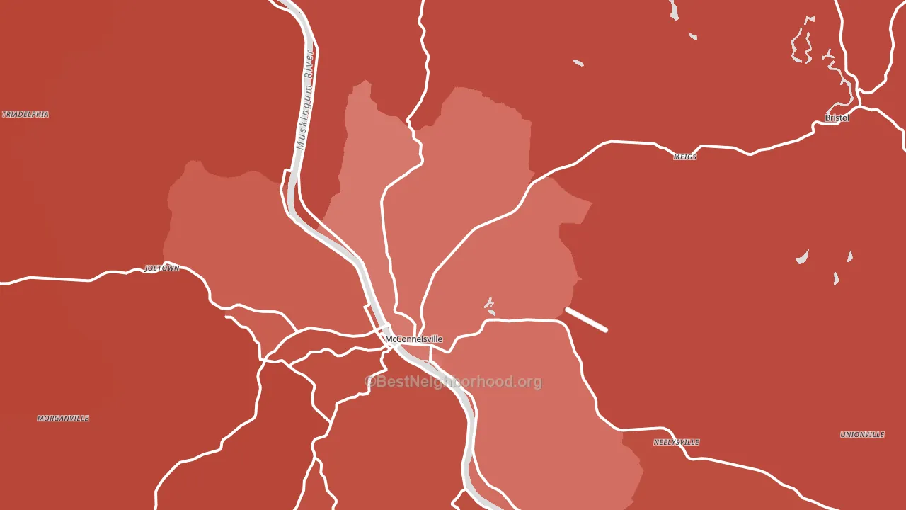 McConnelsville, OH block-group political-lean map