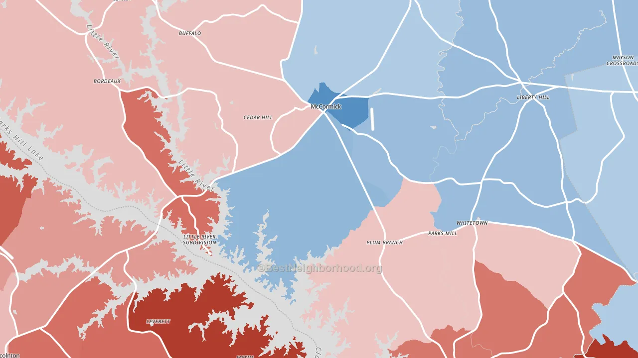 McCormick County, SC block-group political-lean map