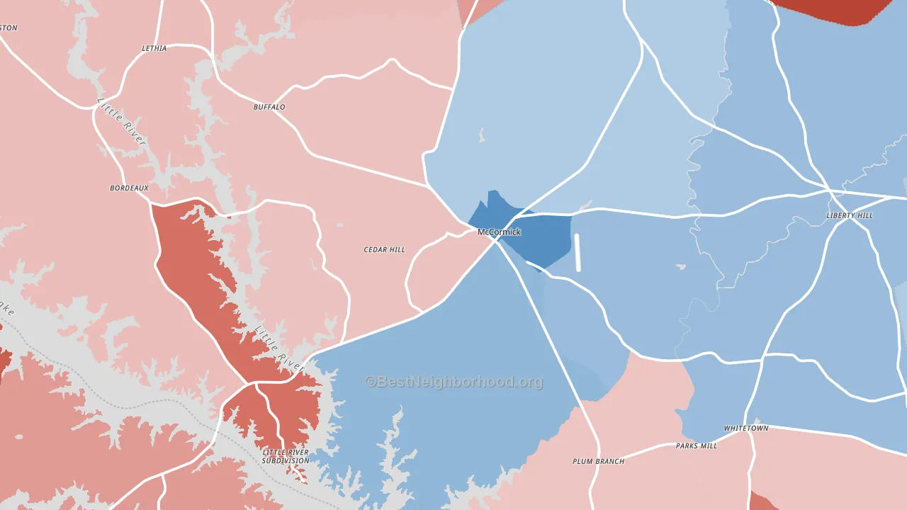 McCormick, SC block-group political-lean map
