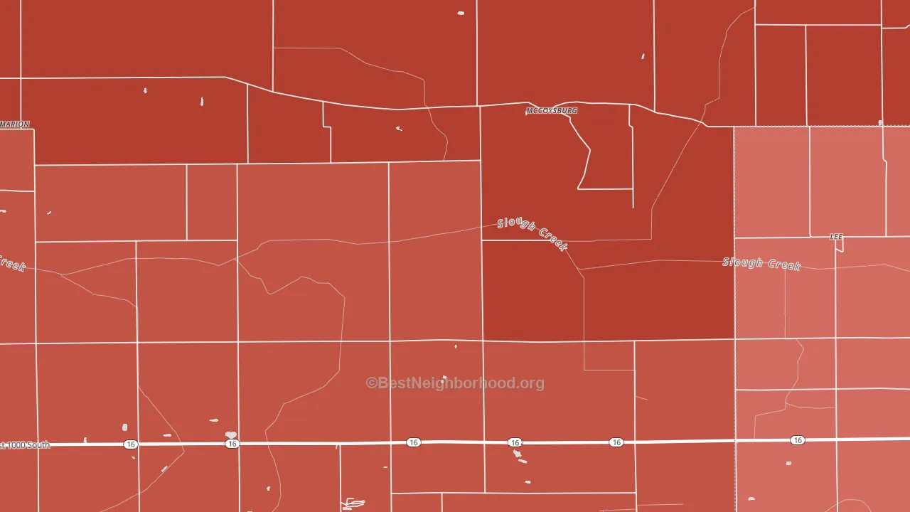 McCoysburg, IN block-group political-lean map