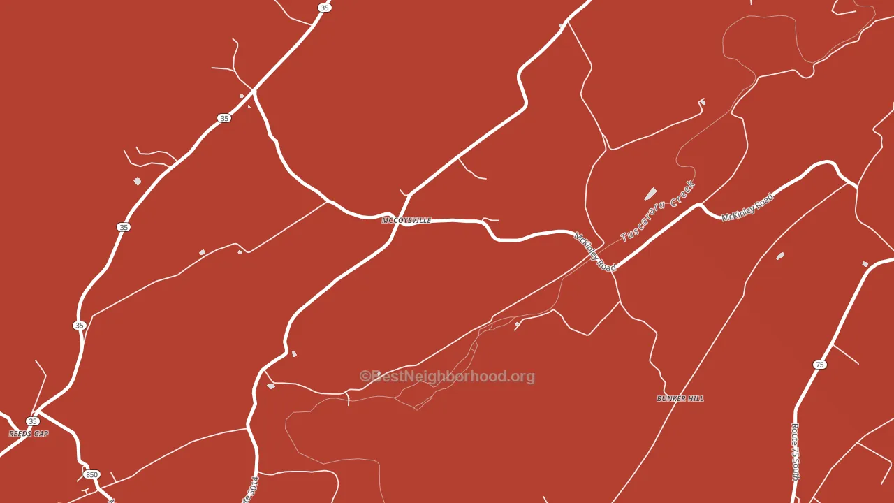 McCoysville, PA block-group political-lean map