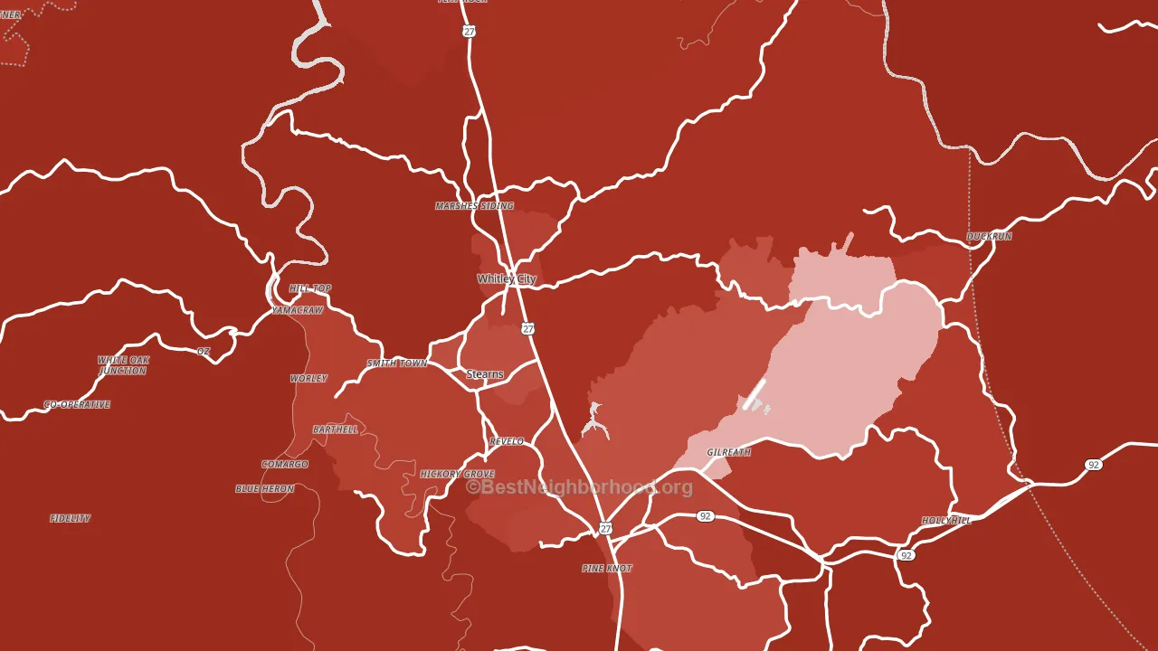 McCreary County, KY block-group political-lean map