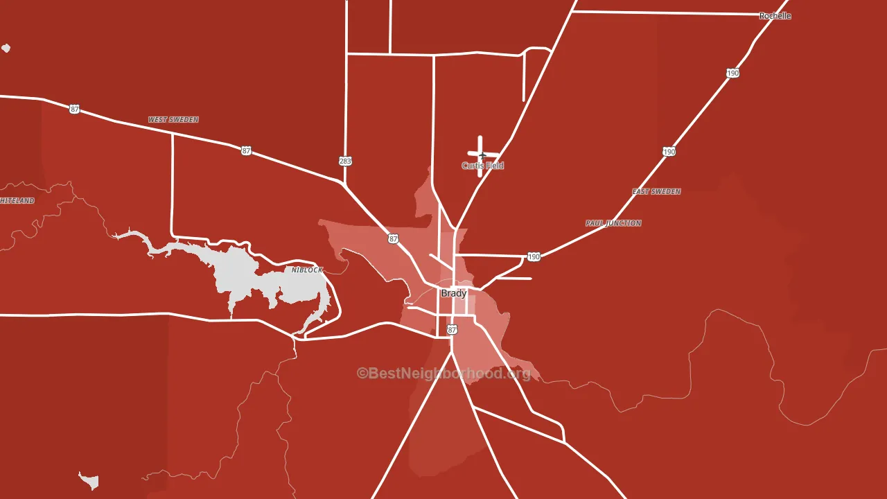McCulloch County, TX block-group political-lean map
