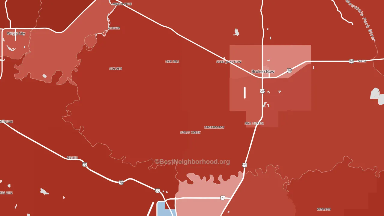 McCurtain County, OK block-group political-lean map