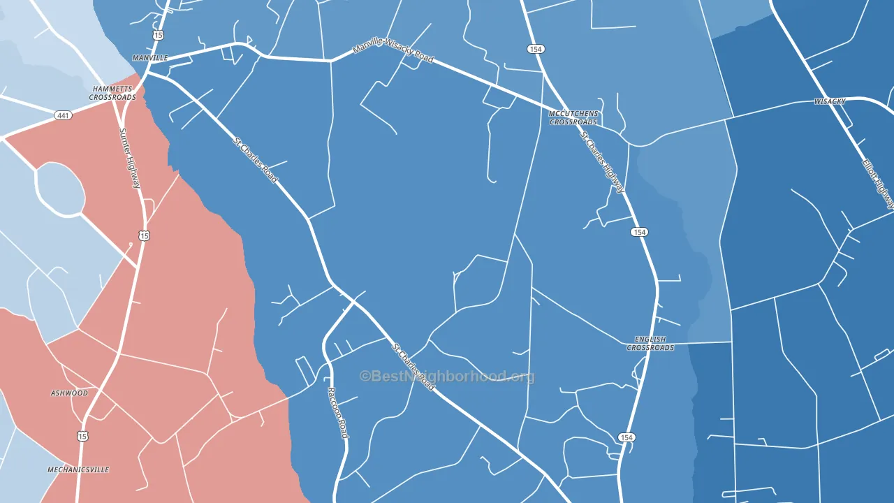 McCutchens Crossroads, SC block-group political-lean map