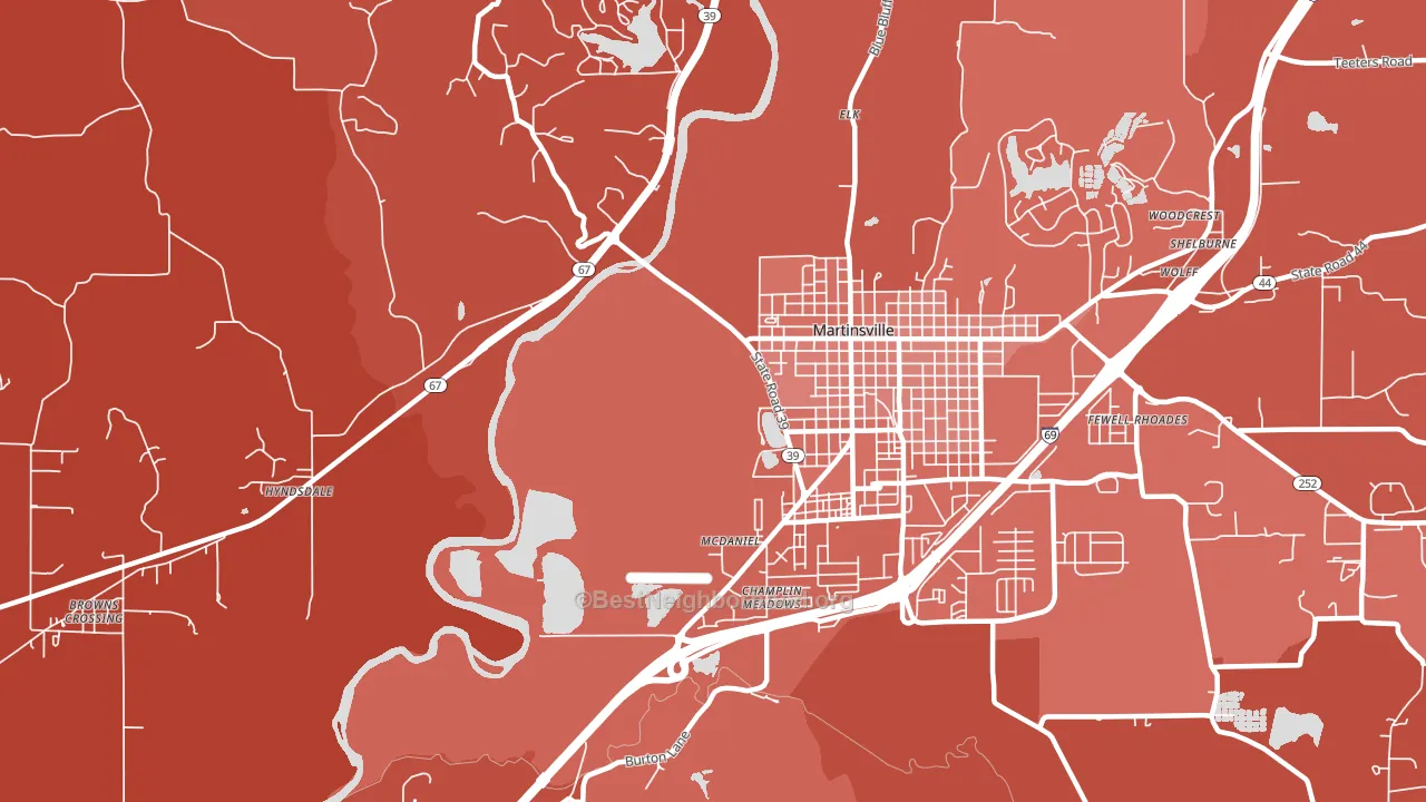 McDaniel, IN block-group political-lean map