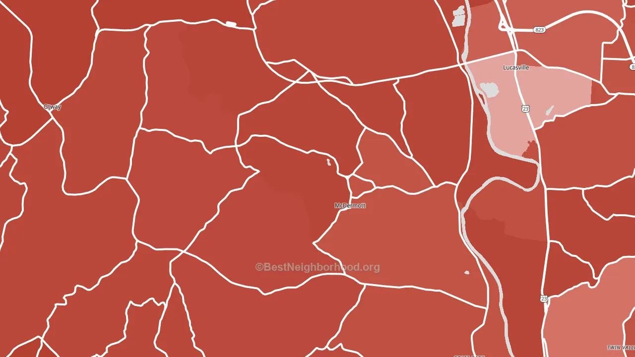 McDermott, OH block-group political-lean map