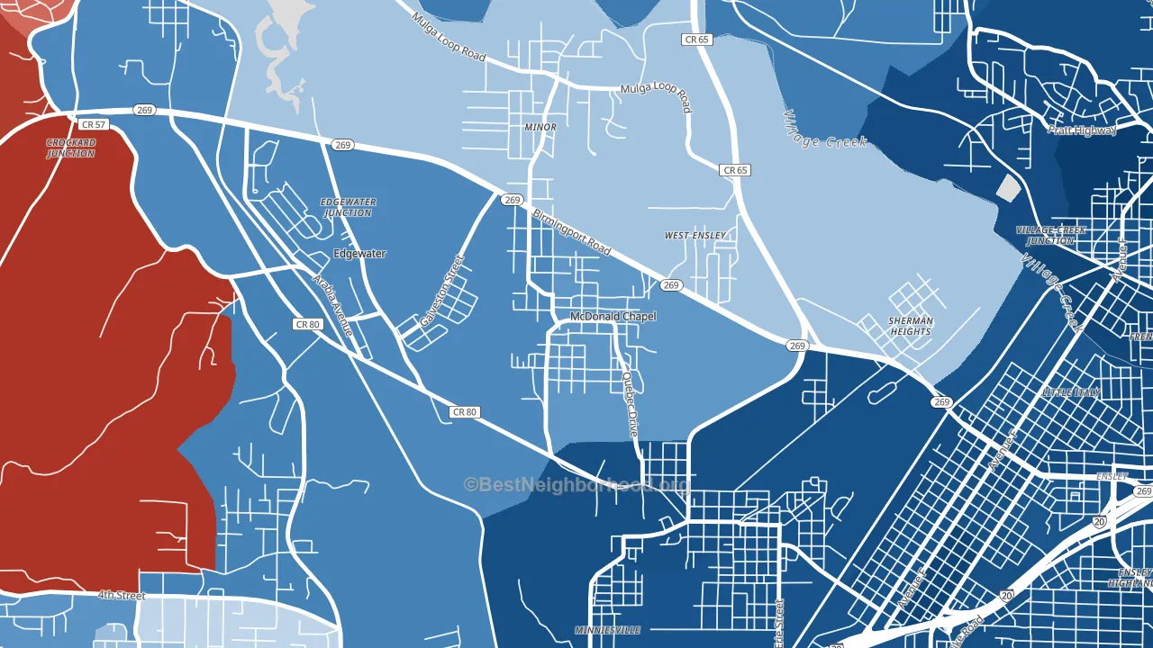 McDonald Chapel, AL block-group political-lean map