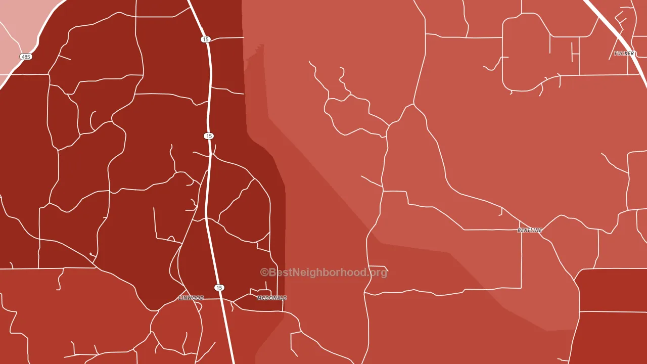 McDonald, MS block-group political-lean map