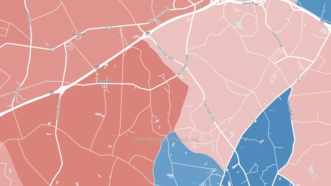 McDonald, NC block-group political-lean map