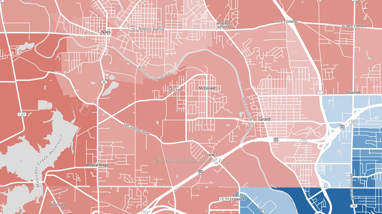 McDonald, OH block-group political-lean map