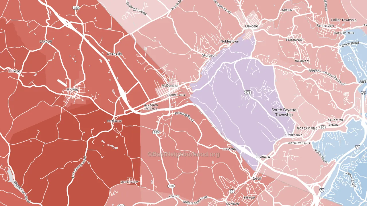 Mcdonald, PA block-group political-lean map