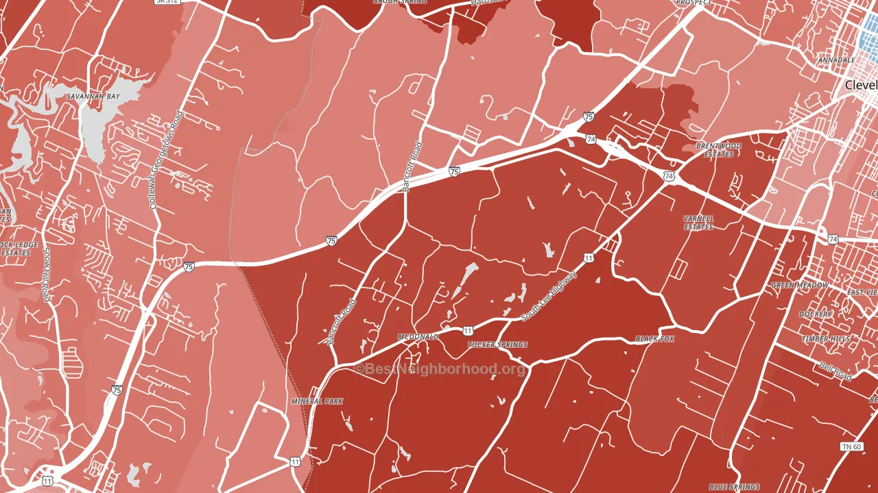 McDonald, TN block-group political-lean map