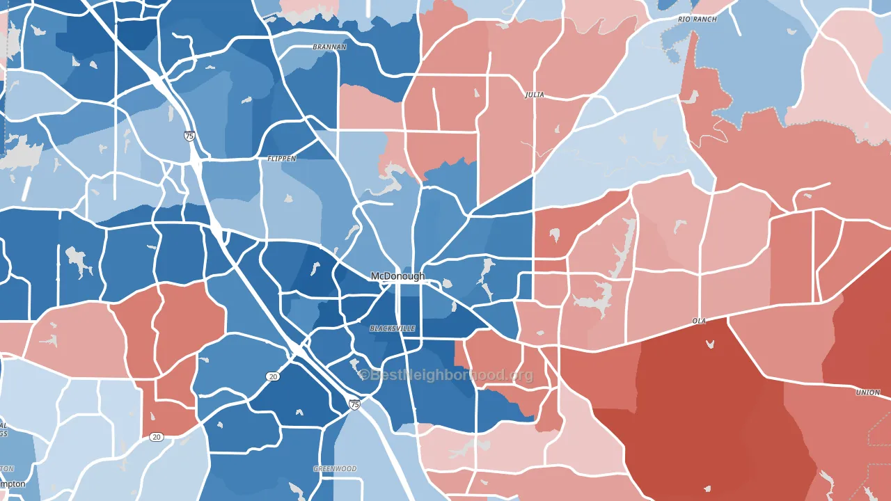 McDonough, GA block-group political-lean map